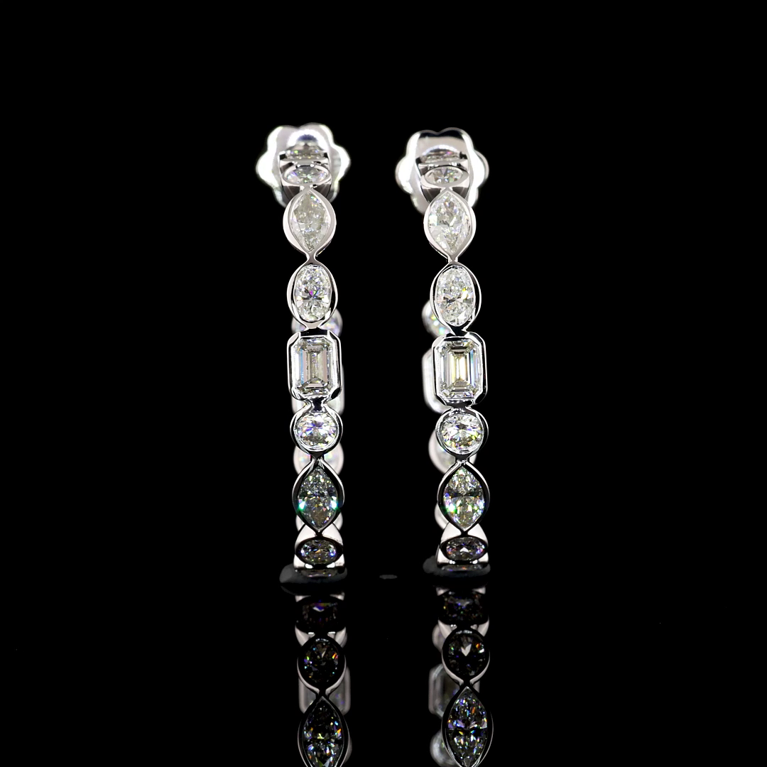 5.98 CTTW MIX Lab Diamond C Hoops Earring (E/F Color and VS1 Clarity)