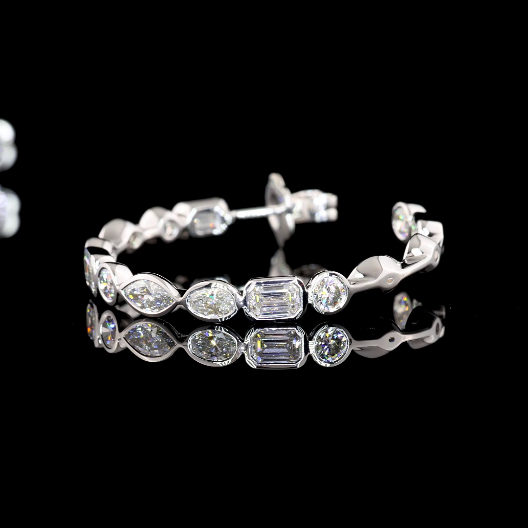 5.98 CTTW MIX Lab Diamond C Hoops Earring Size 32 14k White Gold E Color and VS1 Clarity jewelry-spot-usa