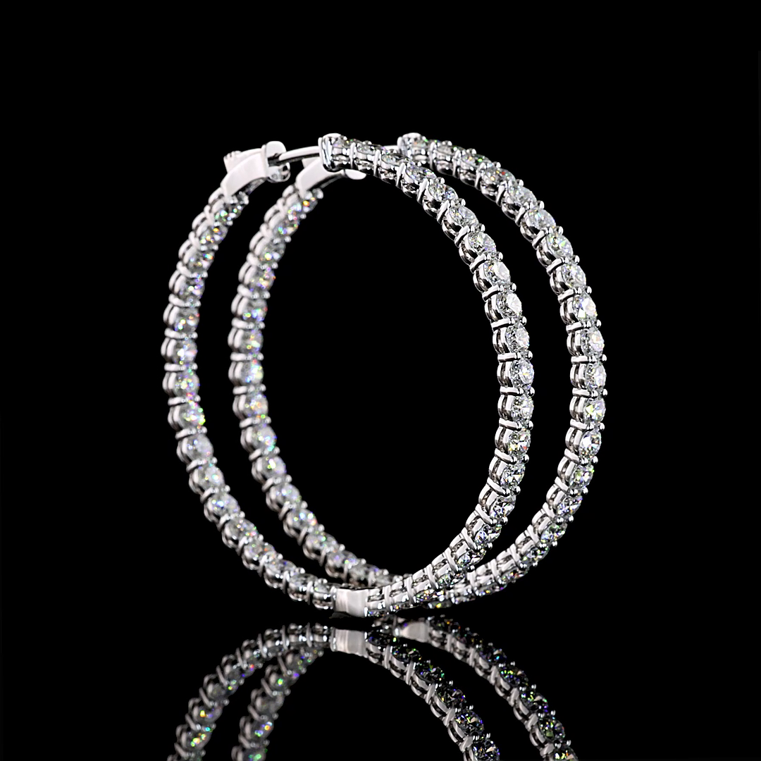 6.59 CTTW Round Lab Grown Diamond Hoops Earring 35mm (E Color and VS1 Clarity)