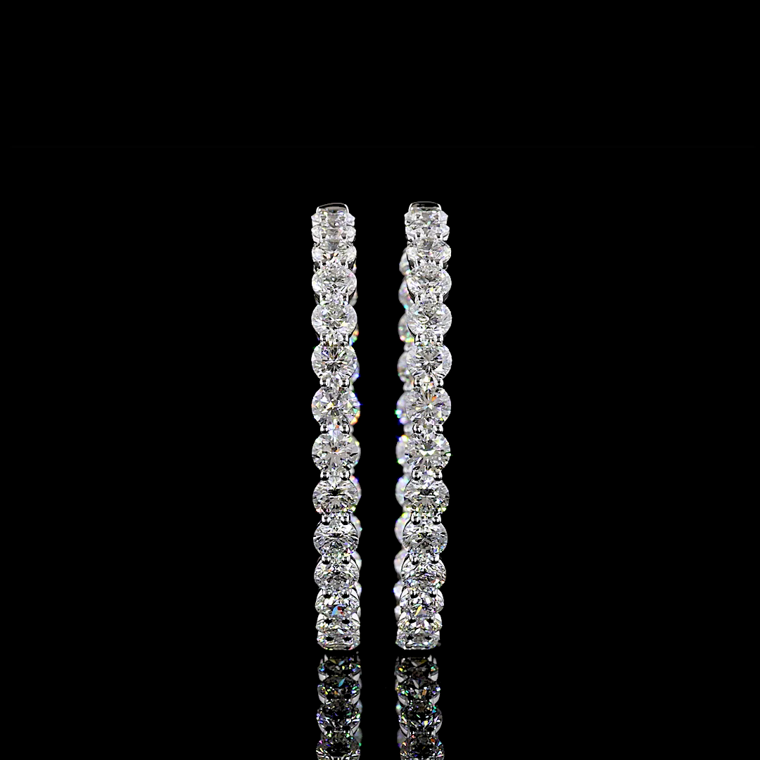14.87 CTTW Round Lab Diamond Hoops Earring (E Color and VS Clarity)