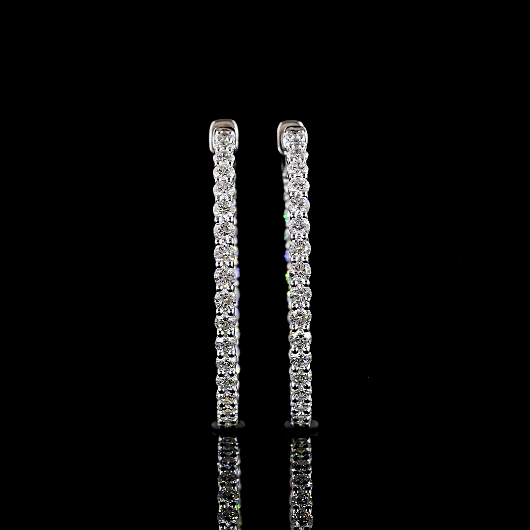 2.01 CTTW Round Lab Grown Diamond Hoops Earring 30mm (E Color and VS1 Clarity)