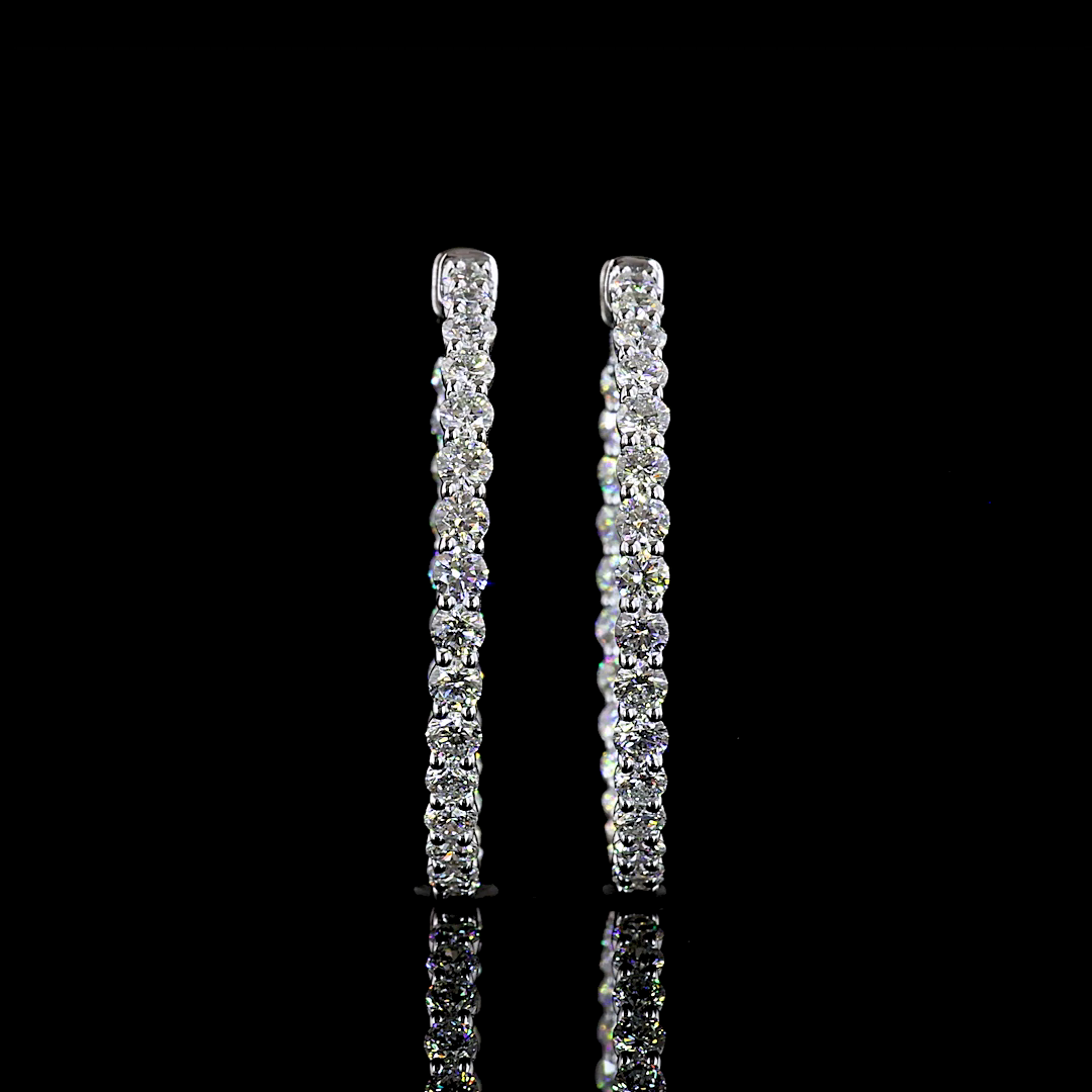 2.99 CTTW Round Lab Diamond Hoops Earring (E Color and VS1 Clarity)