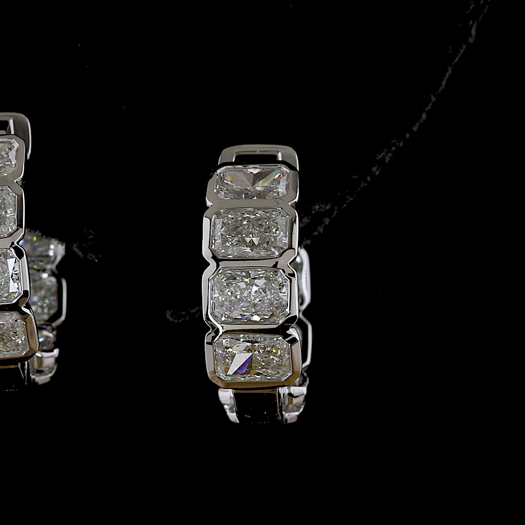 3.16 CTTW Radiant Lab Diamond Huggies Earring (E Color and VS1 Clarity)