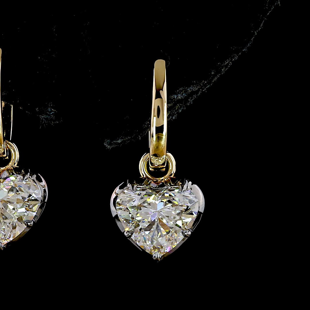 3.10 CTTW Heart Lab Grown Diamond Hanging Earring Size 20 (E Color and VS1 Clarity)
