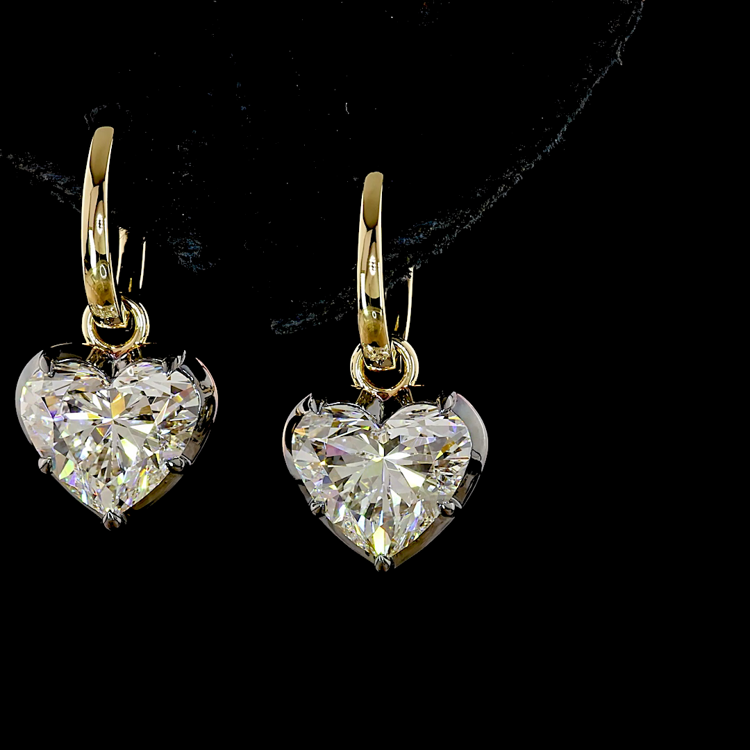 5.11 CTTW Heart Lab Grown Diamond Hanging Earring Size 22 (E/F Color and VS1/VVS2 Clarity)