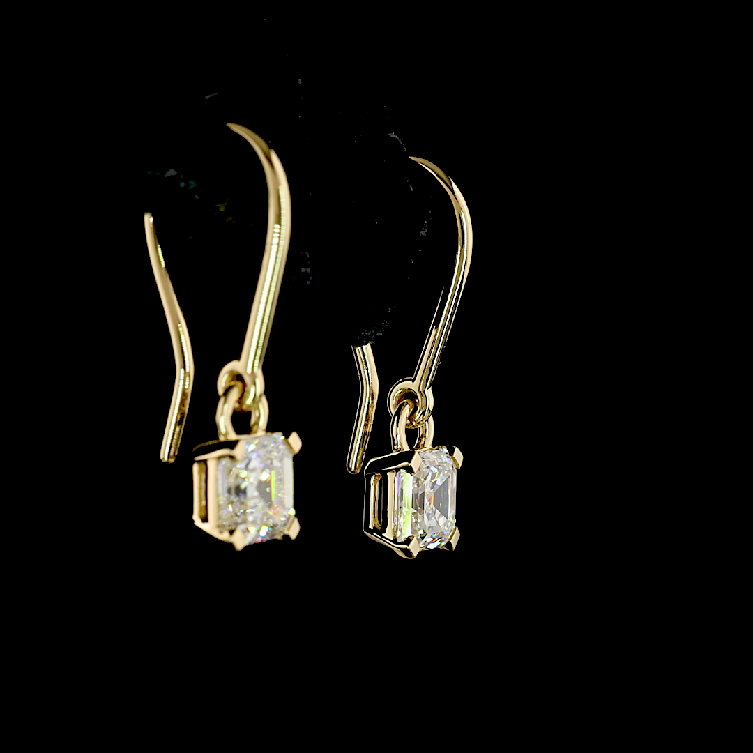 1.06 CTTW Asscher Lab Diamond Hanging Earring (E Color and VS1 Clarity)