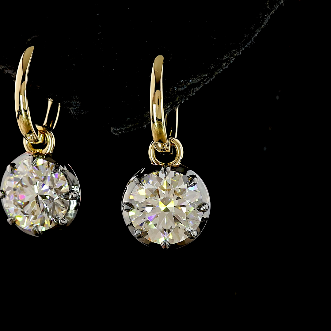 4.04 CTTW Round Lab Grown Diamond Hanging Earring Size 21.45 (F Color and VS1/VVS2 Clarity)