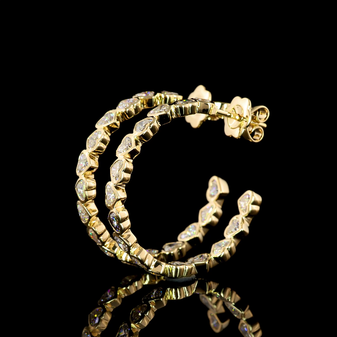 4.28 CTTW Heart Lab Grown Diamond C Hoops Earring Size 28 (F Color and VS1 Clarity)