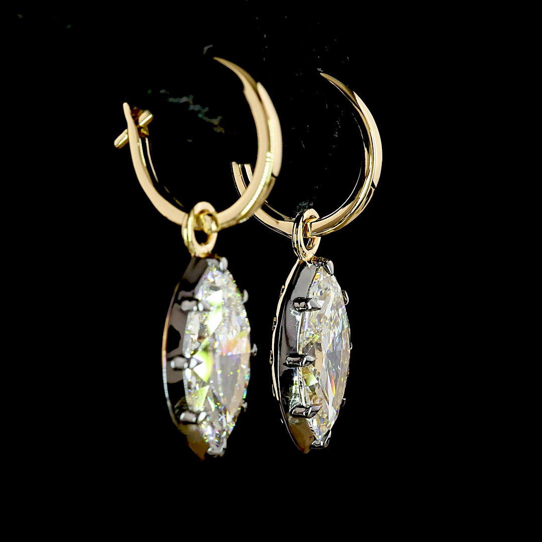 3.01 CTTW Marquise Lab Diamond Hanging Earring (E Color and VS1 Clarity)