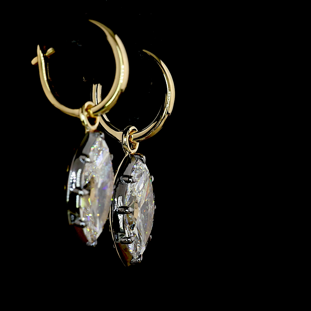 4.04 CTTW Marquise Lab Diamond Hanging Earring (F/E Color and VS1 Clarity)