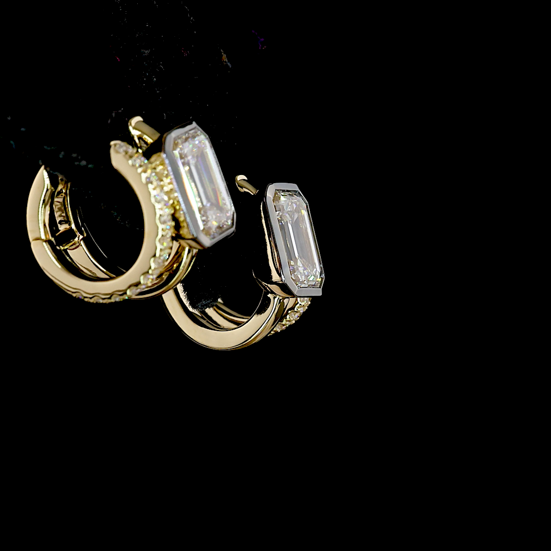 2.25 CTTW Emerald Lab Diamond Huggies Earring (E Color and VS1 Clarity)