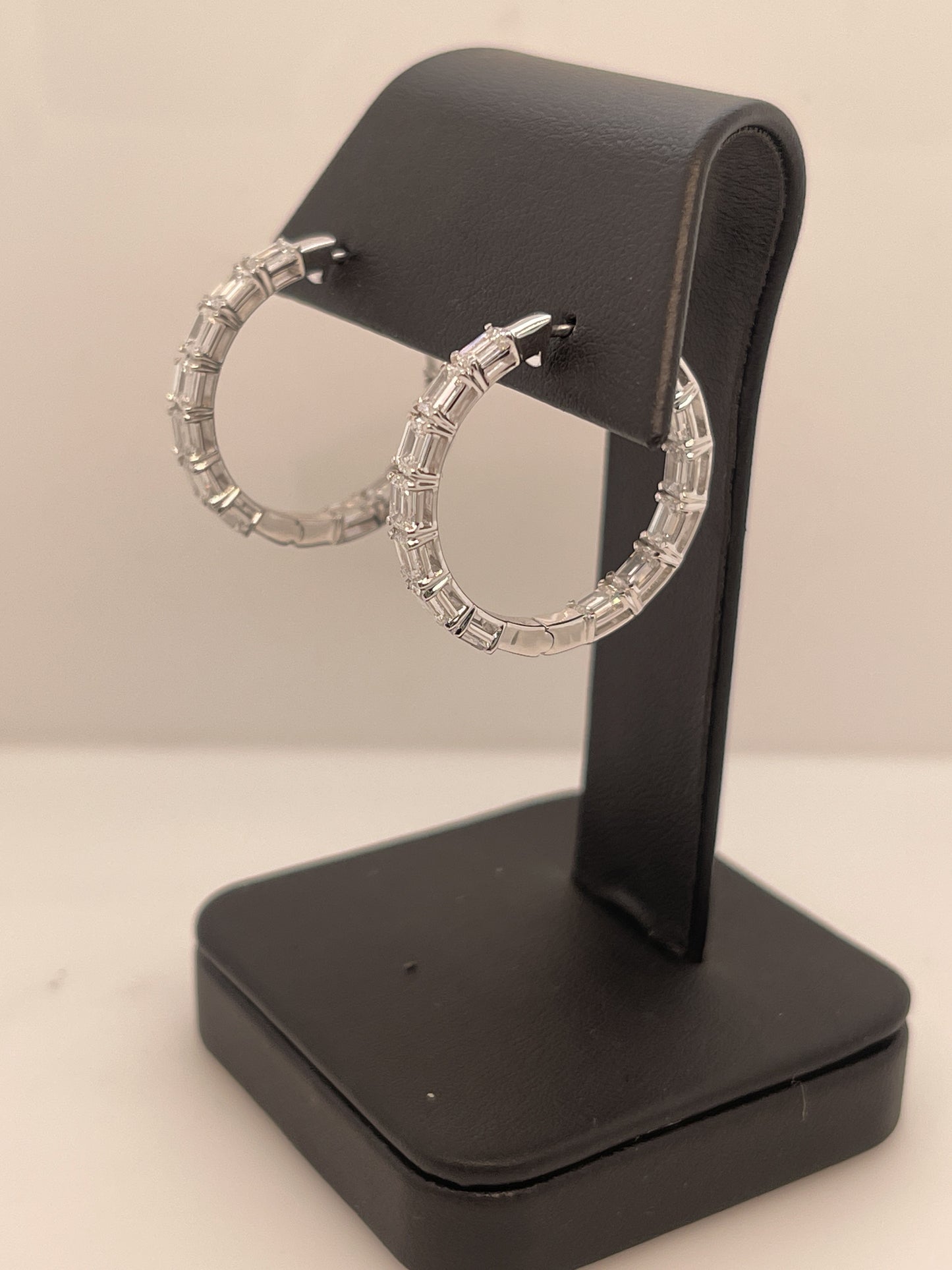 3.28 CTTW Emerald Lab Diamond Hoops Earring (F Color and VS2 Clarity)