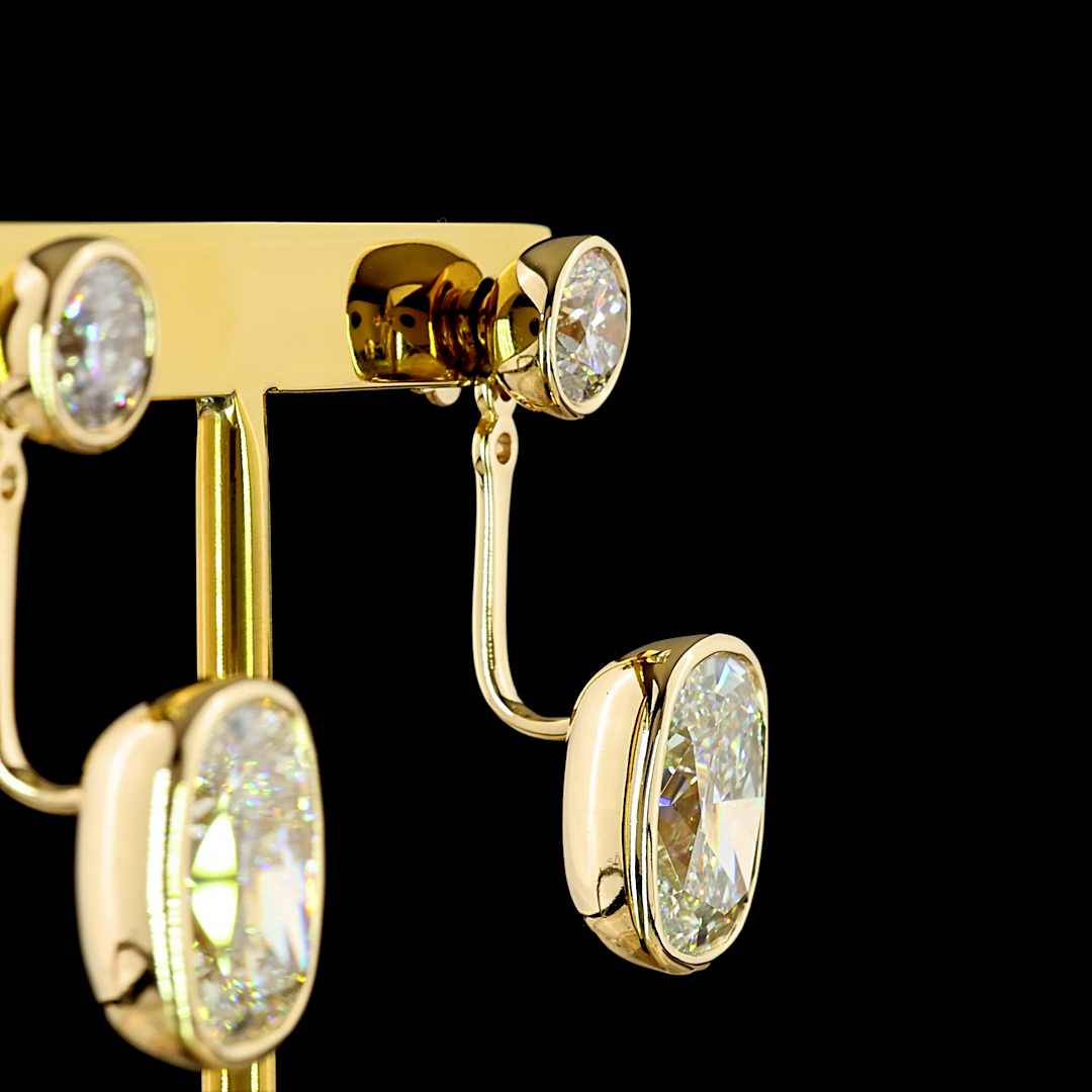 12.47 CTTW Cushion Brilliant Lab Grown Diamond Hanging Earring Size 26.4 (F Color and VVS2 Clarity)