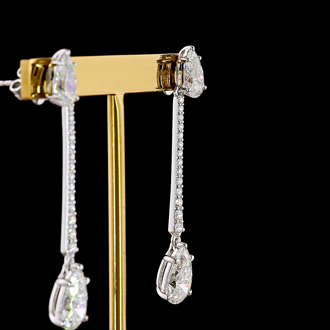 6.13 CTTW Pear Lab Grown Diamond Hanging Earring Size 45 (E Color and VS1 Clarity)
