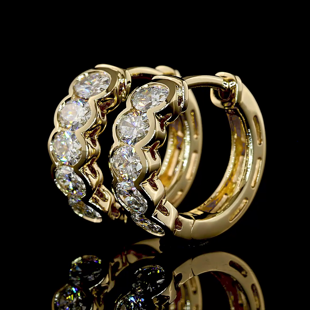 1.11 CTTW Oval Natural Diamond Huggies Earring 14mm (H Color and SI Clarity)