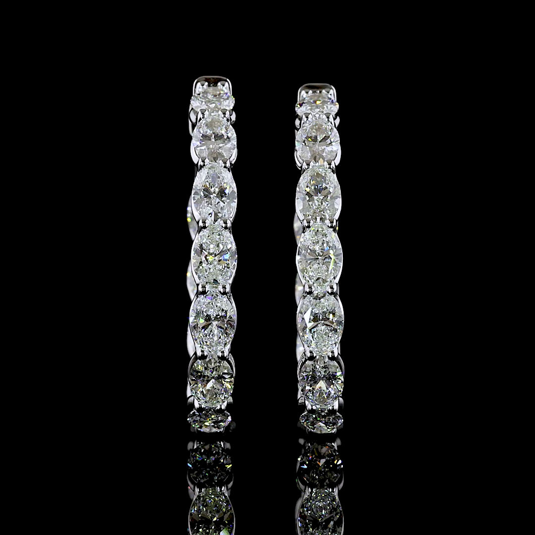 5.02 CTTW Oval Lab Diamond Hoops Earring (H Color and SI Clarity)