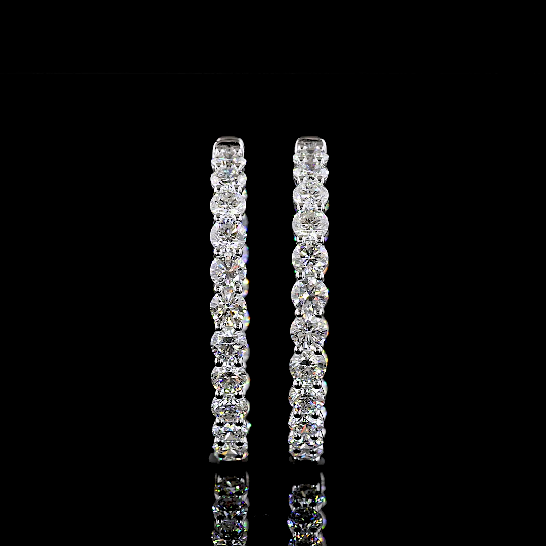5.05 CTTW Round Lab Diamond Hoops Earring (H Color and SI Clarity)