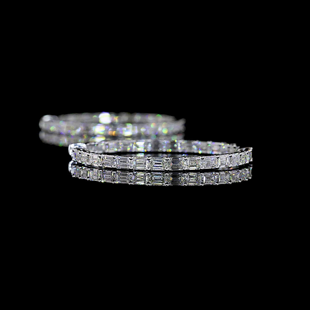 5.35 CTTW Emerald Natural Diamond Hoops Earring 35mm (H Color and SI Clarity)