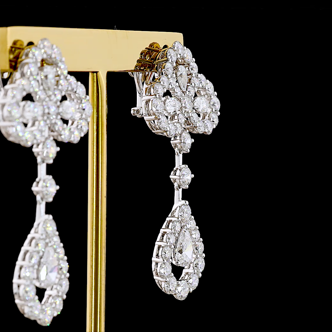 7.00 CTTW Pear Natural Diamond Hanging Earring Size 44.36 (H Color and SI Clarity)