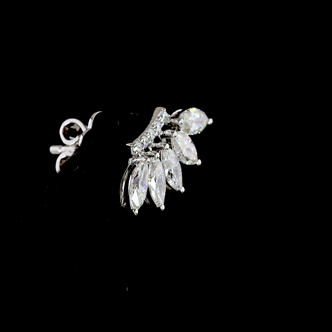 1.19 CTTW Marquise Natural Diamond Crawler Earring (H Color and SI Clarity)