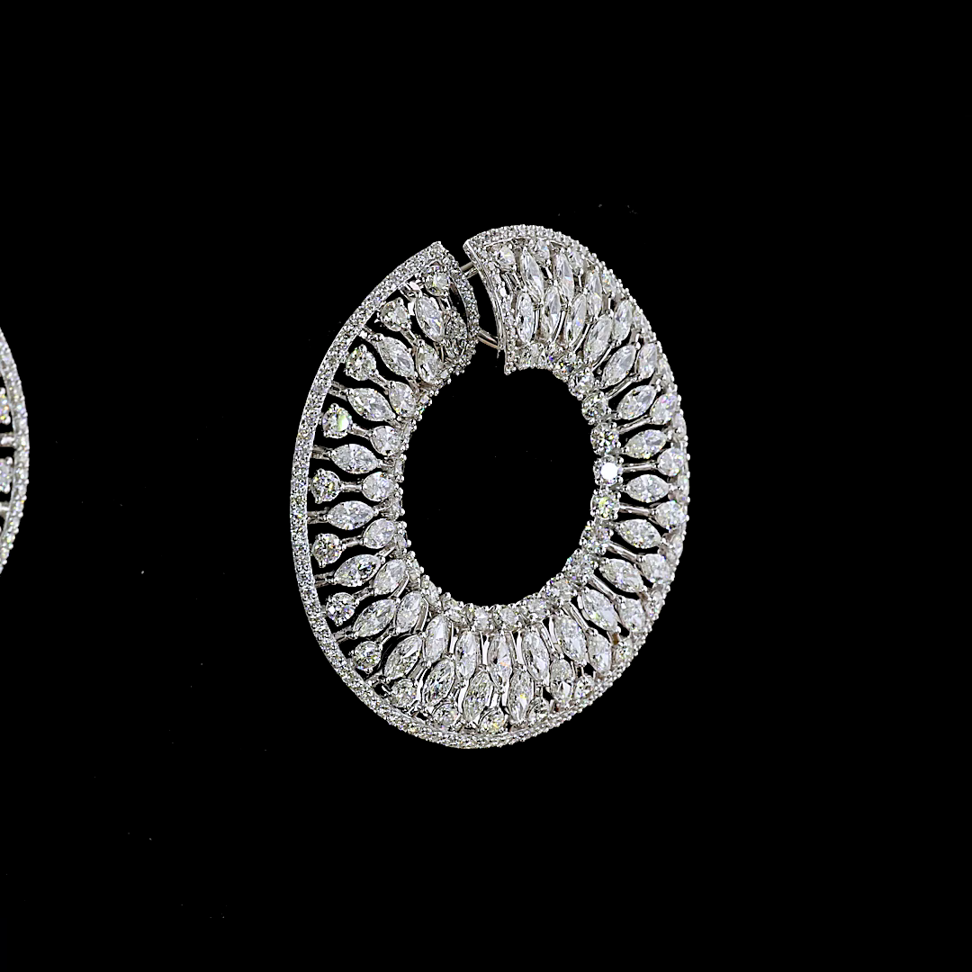 12.22 CTTW Marquise Natural Diamond Crawler Earring (H Color and SI Clarity)