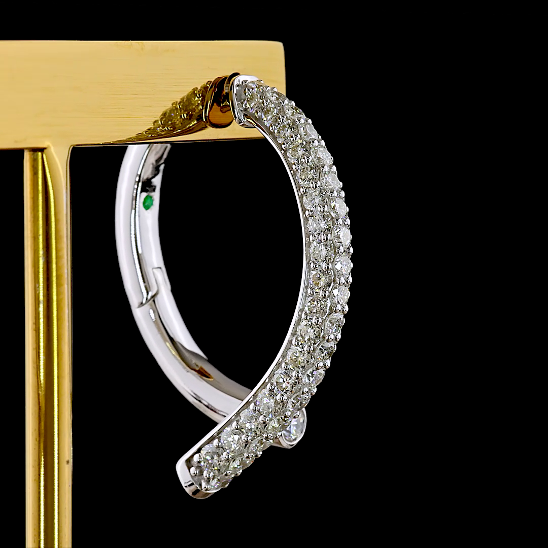 2.48 CTTW Round Natural Diamond Huggies Earring 26.4mm (H Color and SI Clarity)