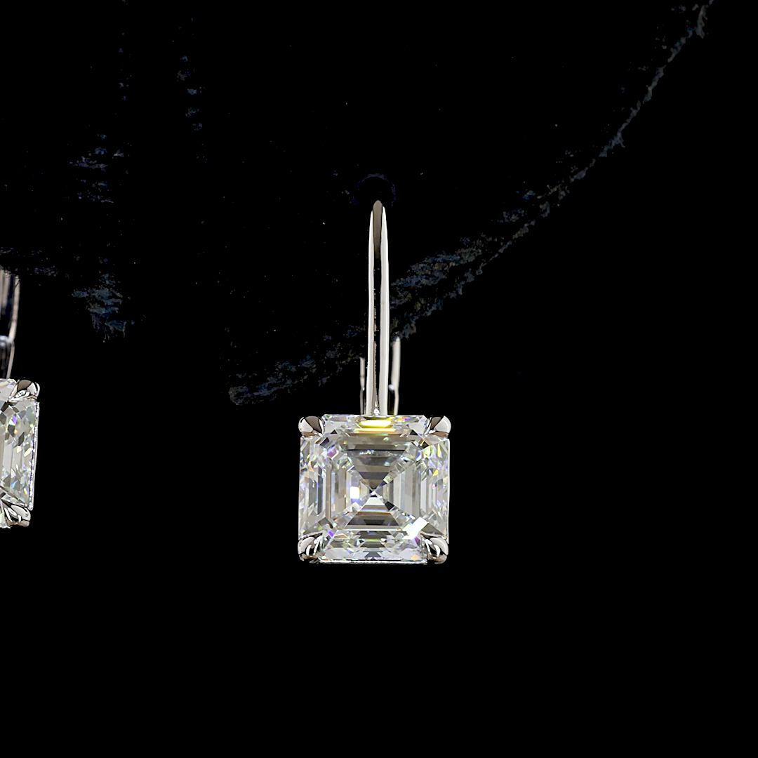 2.08 CTTW Asscher Lab Diamond Hanging Earring (E Color and VS1 Clarity)