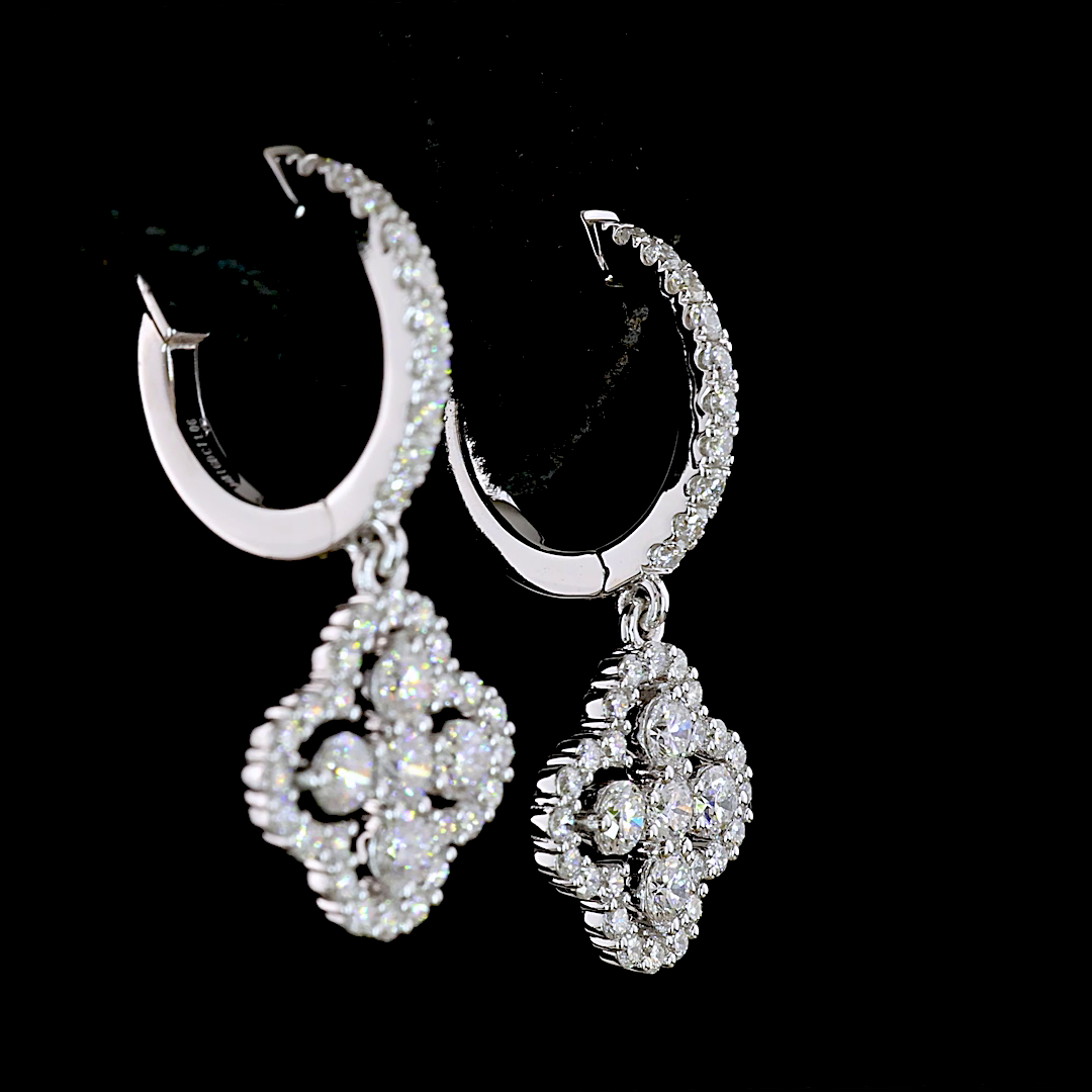 1.06 CTTW Round Lab Diamond Hanging Earring (E Color and VS1 Clarity)