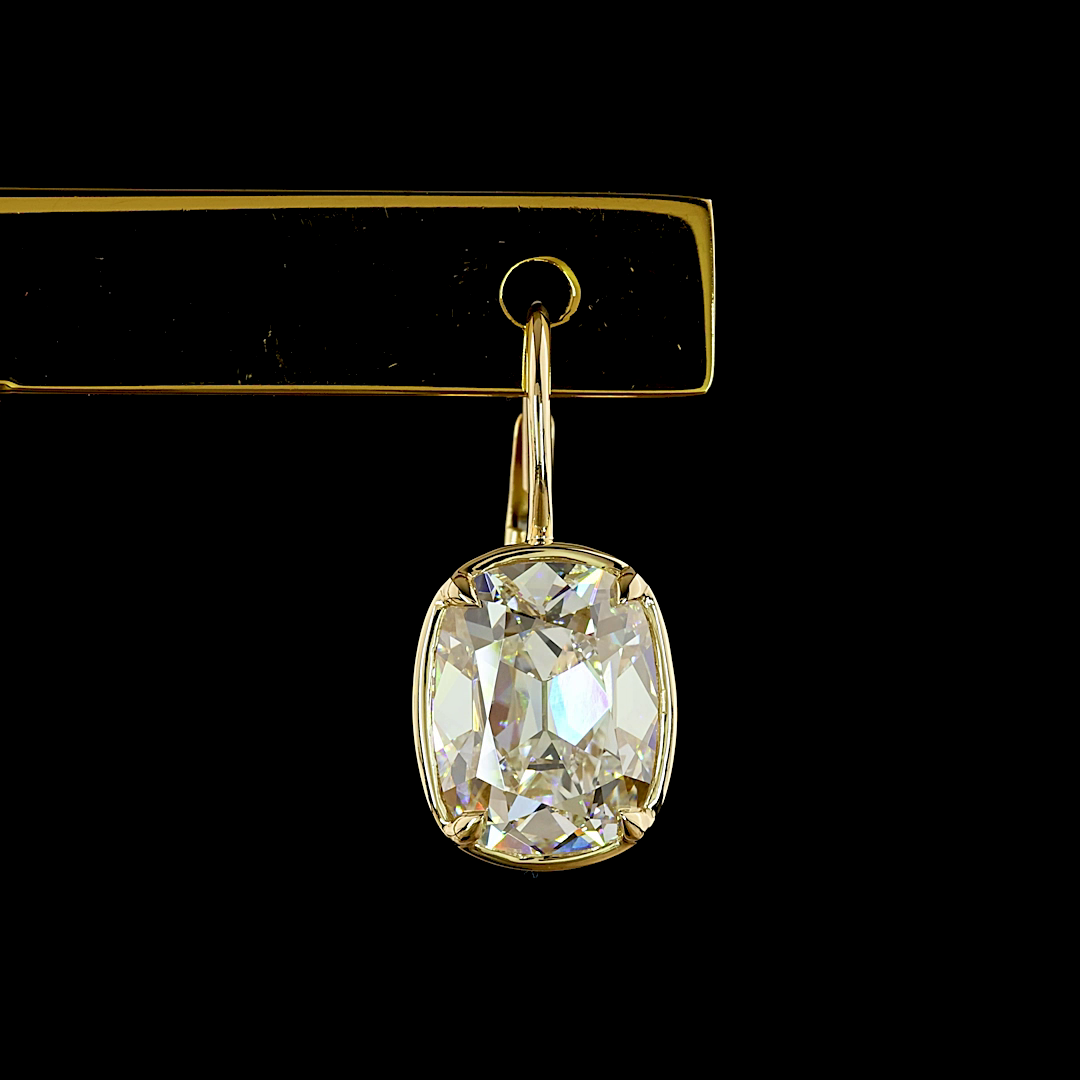 5.09 CTTW Antique Cushion Lab Diamond Hanging Earring (E Color and VS1 Clarity)