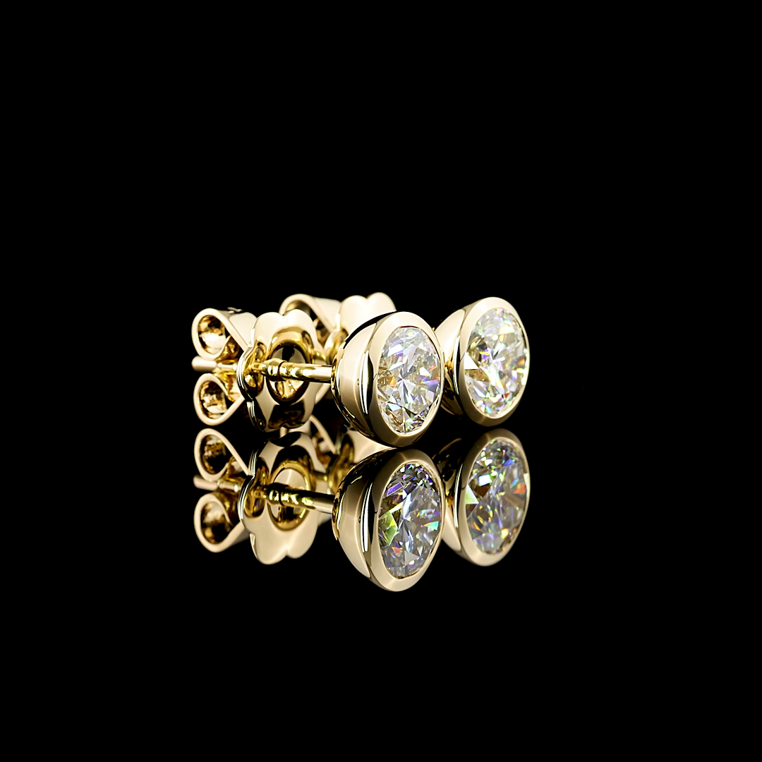 1.47 CTTW Round Lab Diamond Studs Earring 14k Yellow Gold F/D/E Color and VS2/VS1/VVS2 Clarity jewelry-spot-usa