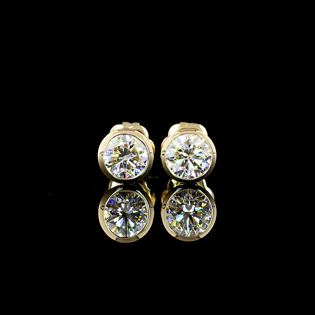 1.47 CTTW Round Lab Diamond Studs Earring 14k Yellow Gold F/D/E Color and VS2/VS1/VVS2 Clarity jewelry-spot-usa