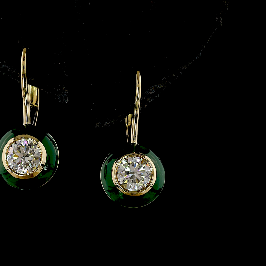 1.00 CTTW Round Lab Diamond Hanging Earring (E Color and VS1 Clarity)