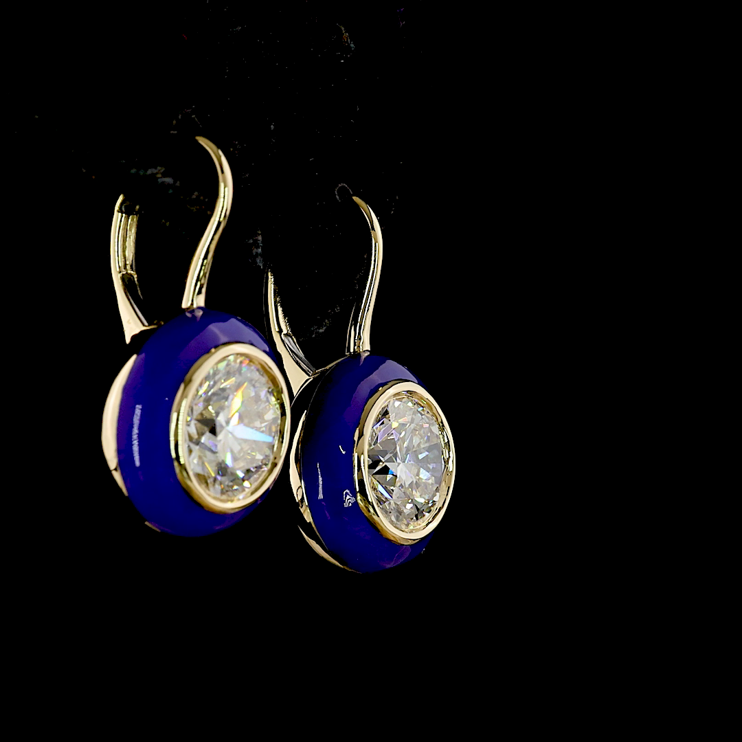 3.07 CTTW Round Lab Grown Diamond Hanging Earring (F Color and VVS2 Clarity)