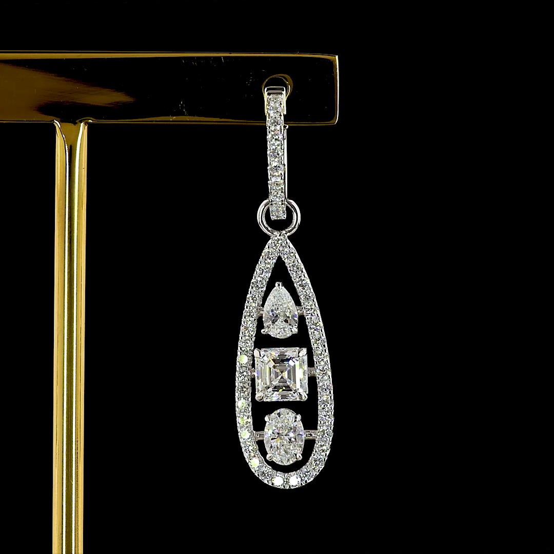 3.00 CTTW MIX Lab Diamond Hanging Earring (E Color and VS1 Clarity)