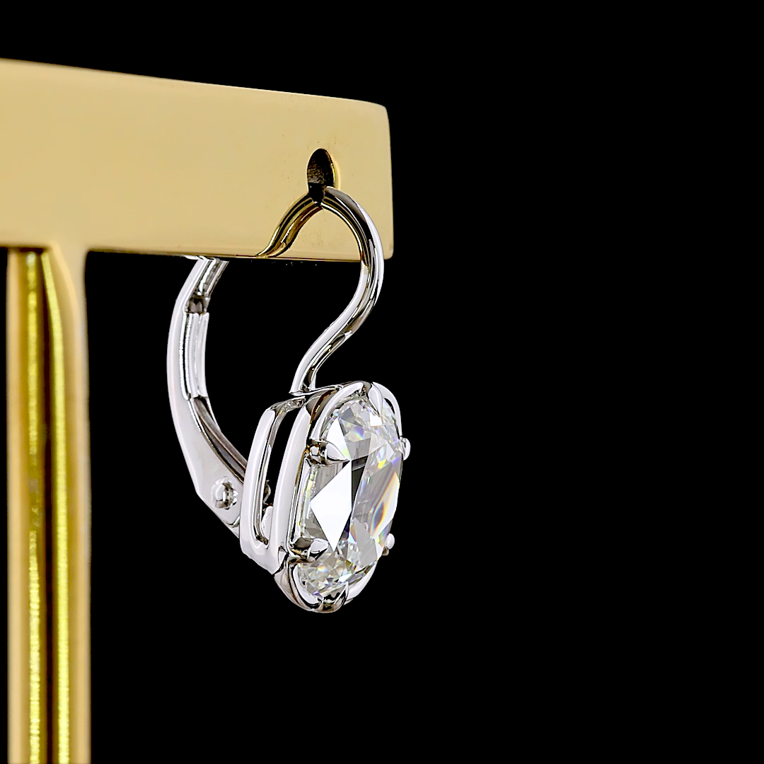 3.08 CTTW Antique Cushion Lab Grown Diamond Hanging Earring Size 15.8 (E Color and VS1 Clarity)