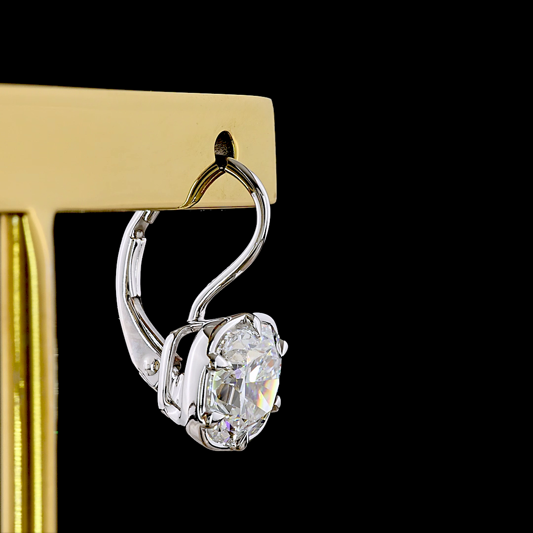 3.04 CTTW Square Cushion Brilliant Lab Grown Diamond Hanging Earring Size 15.86 (D Color and VVS2 Clarity)