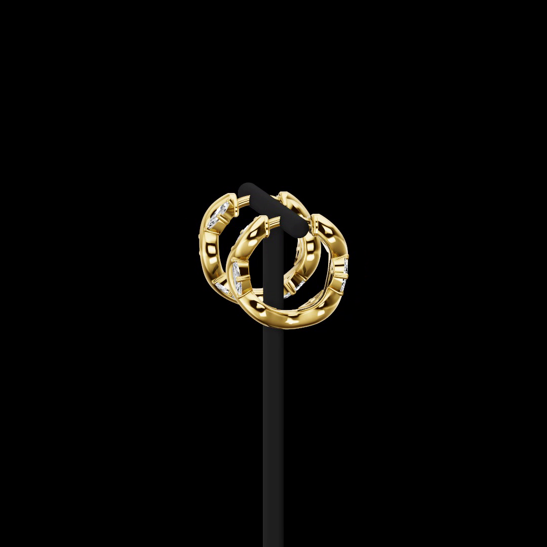 0.75 CTTW Marquise Lab Grown Diamond Huggies Earring 13.52mm (E Color and VS1 Clarity)