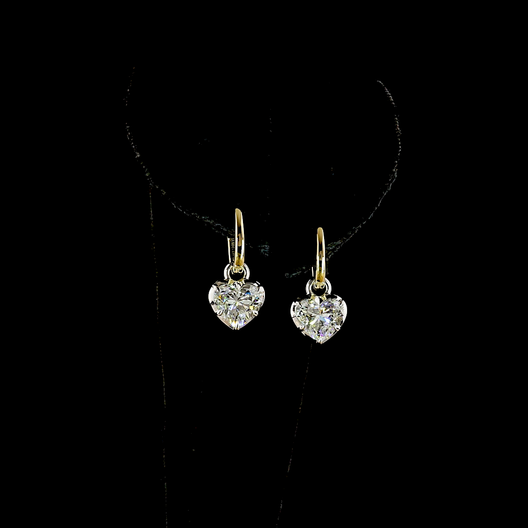 3.09 CTTW Heart Lab Grown Diamond Hanging Earring Size 20 (E Color and VS1 Clarity)