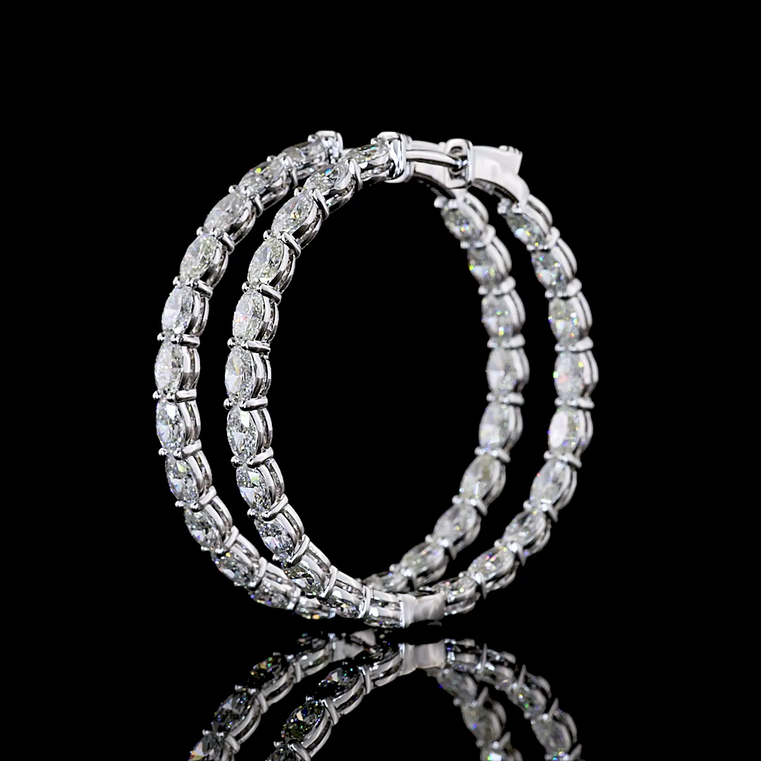 5.15 CTTW Oval Lab Grown Diamond Hoops Earring 34.67mm (E Color and VS1 Clarity)