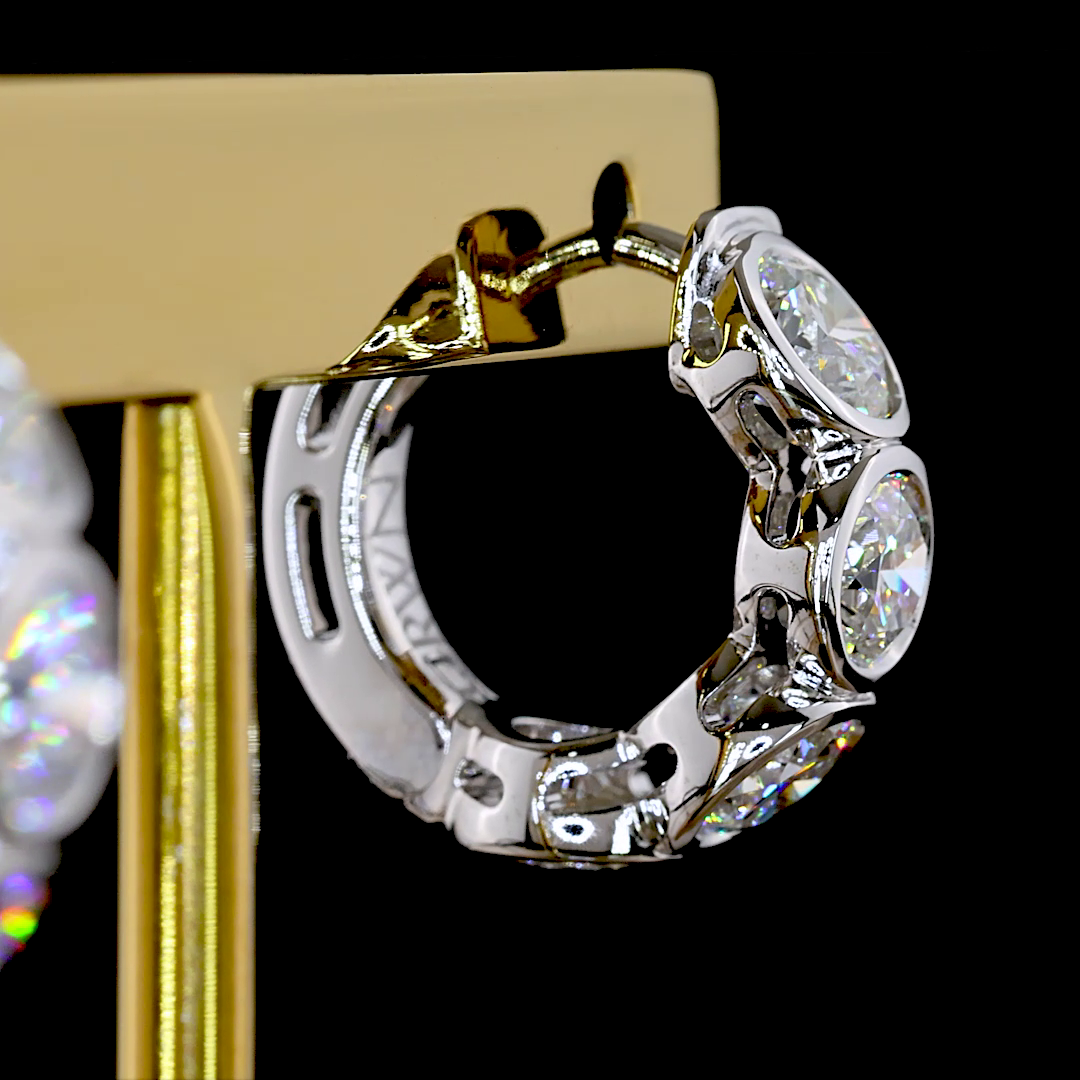 3.36 CTTW Round Lab Grown Diamond Huggies Earring 16.23mm (E Color and VS1 Clarity)
