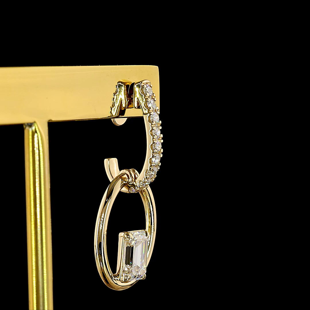 1.89 CTTW Emerald Lab Grown Diamond Hanging Earring Size 26.4 (E Color and VS1 Clarity)