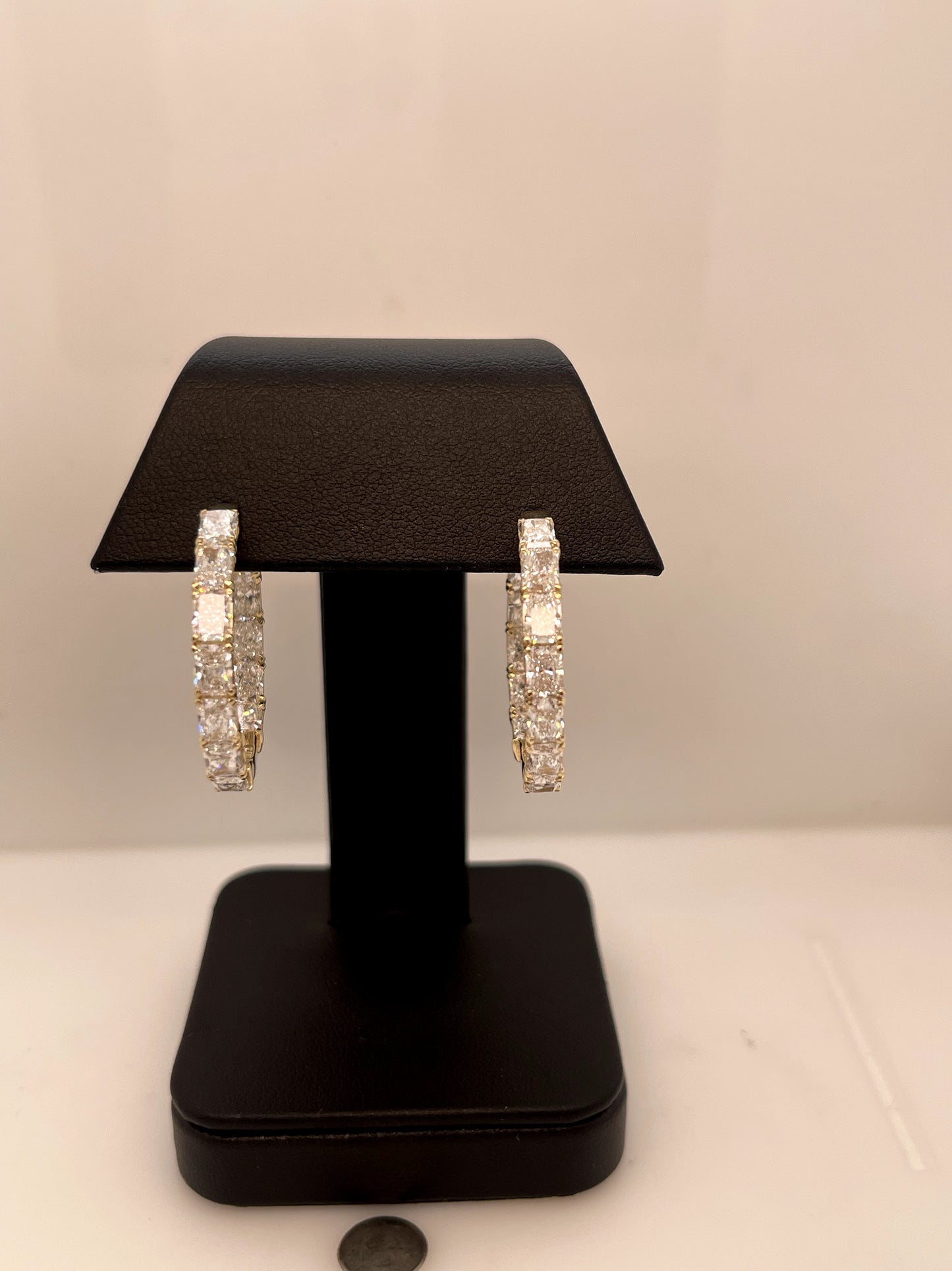 3.63 CTTW Radiant Lab Diamond Hoops Earring 14k Yellow Gold (F Color and VS2 Clarity)
