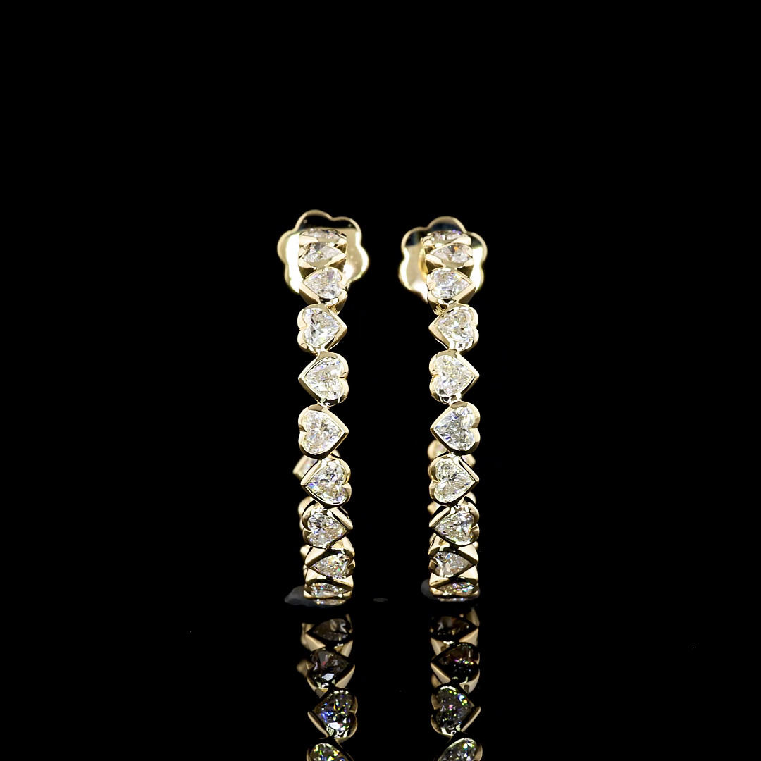 3.28 CTTW Heart Lab Diamond C Hoops Earring Size 28 14k Yellow Gold E Color and VVS2 Clarity jewelry-spot-usa