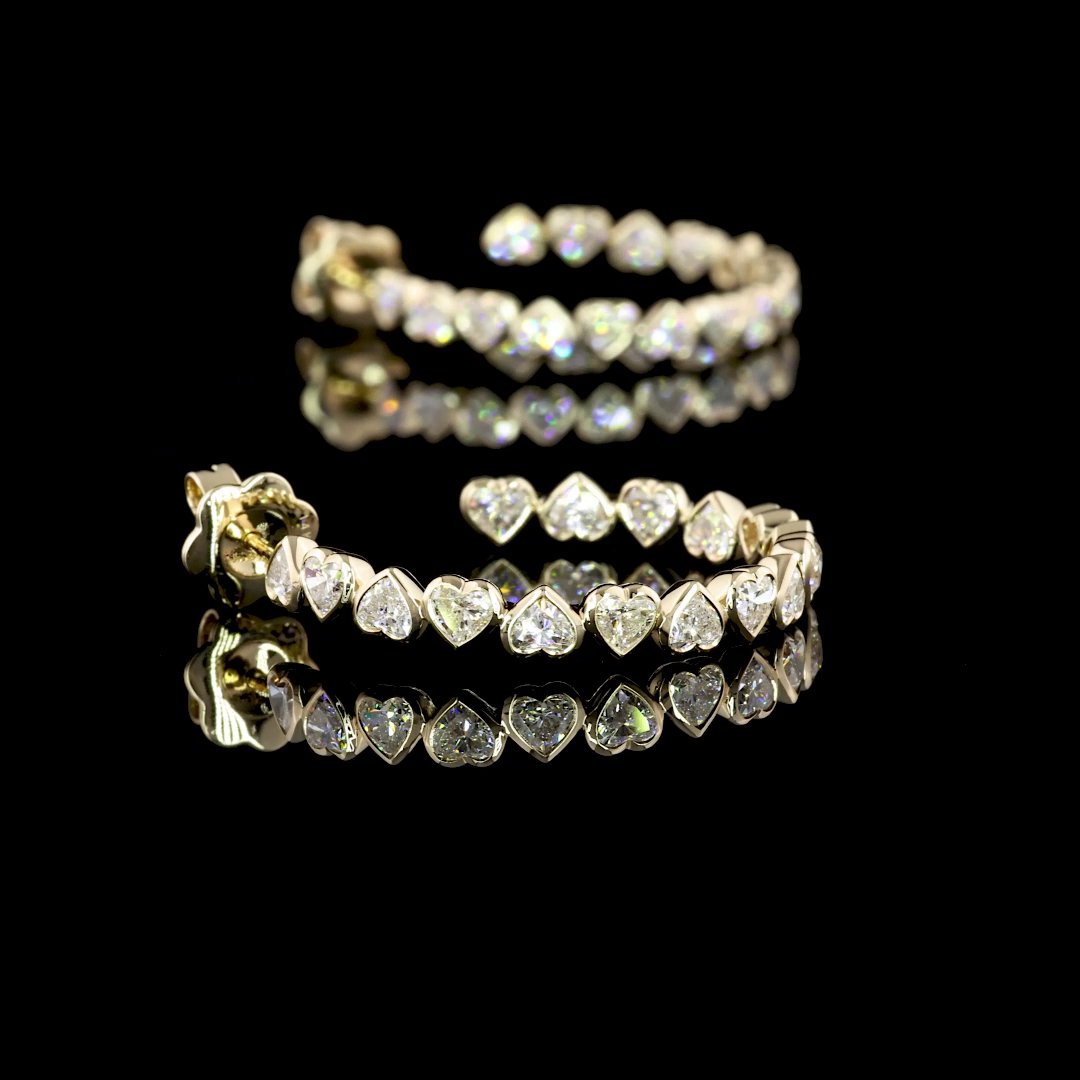 3.28 CTTW Heart Lab Diamond C Hoops Earring Size 28 14k Yellow Gold E Color and VVS2 Clarity jewelry-spot-usa