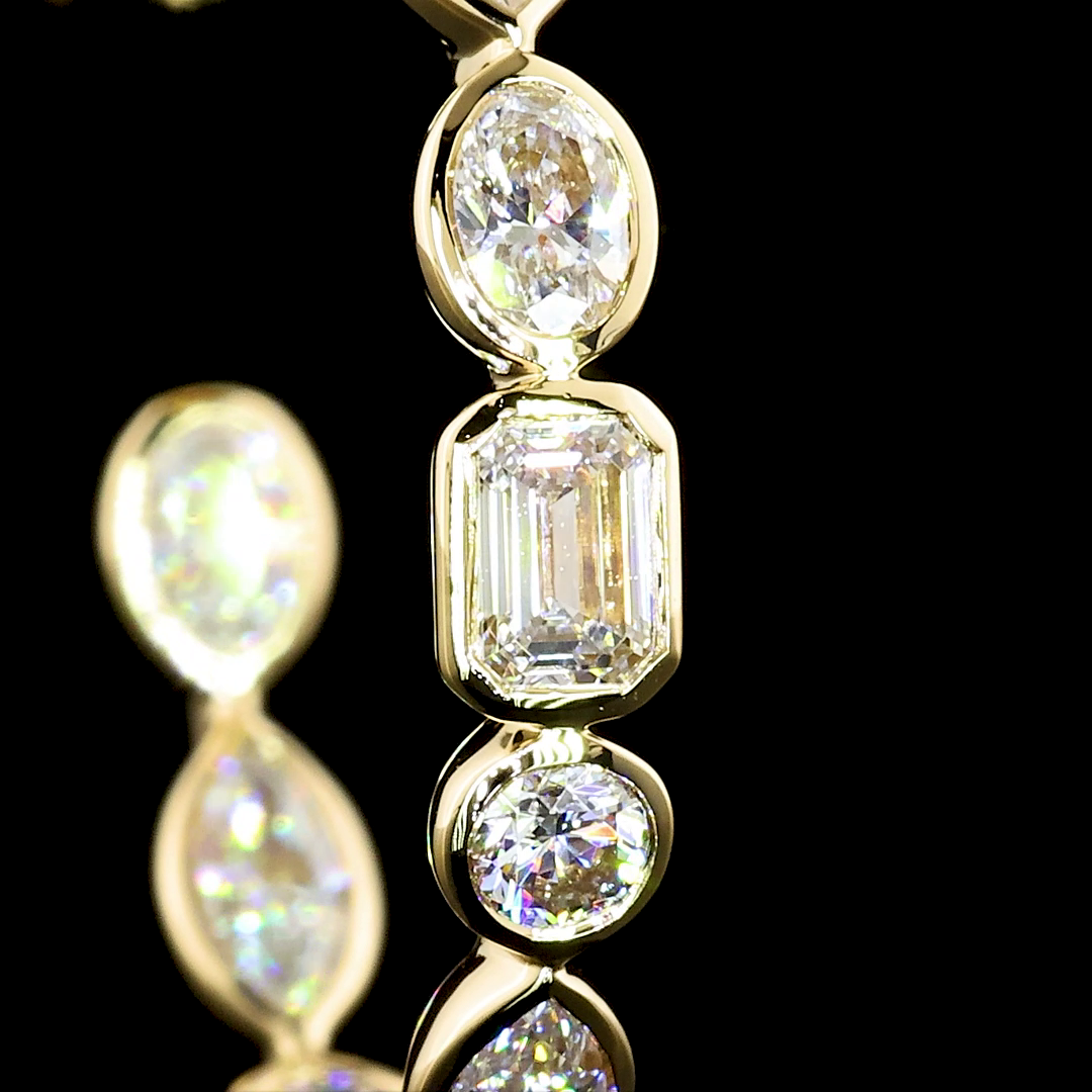 2.96 CTTW MIX Lab Diamond C Hoops Earring (D Color and VS1 Clarity)