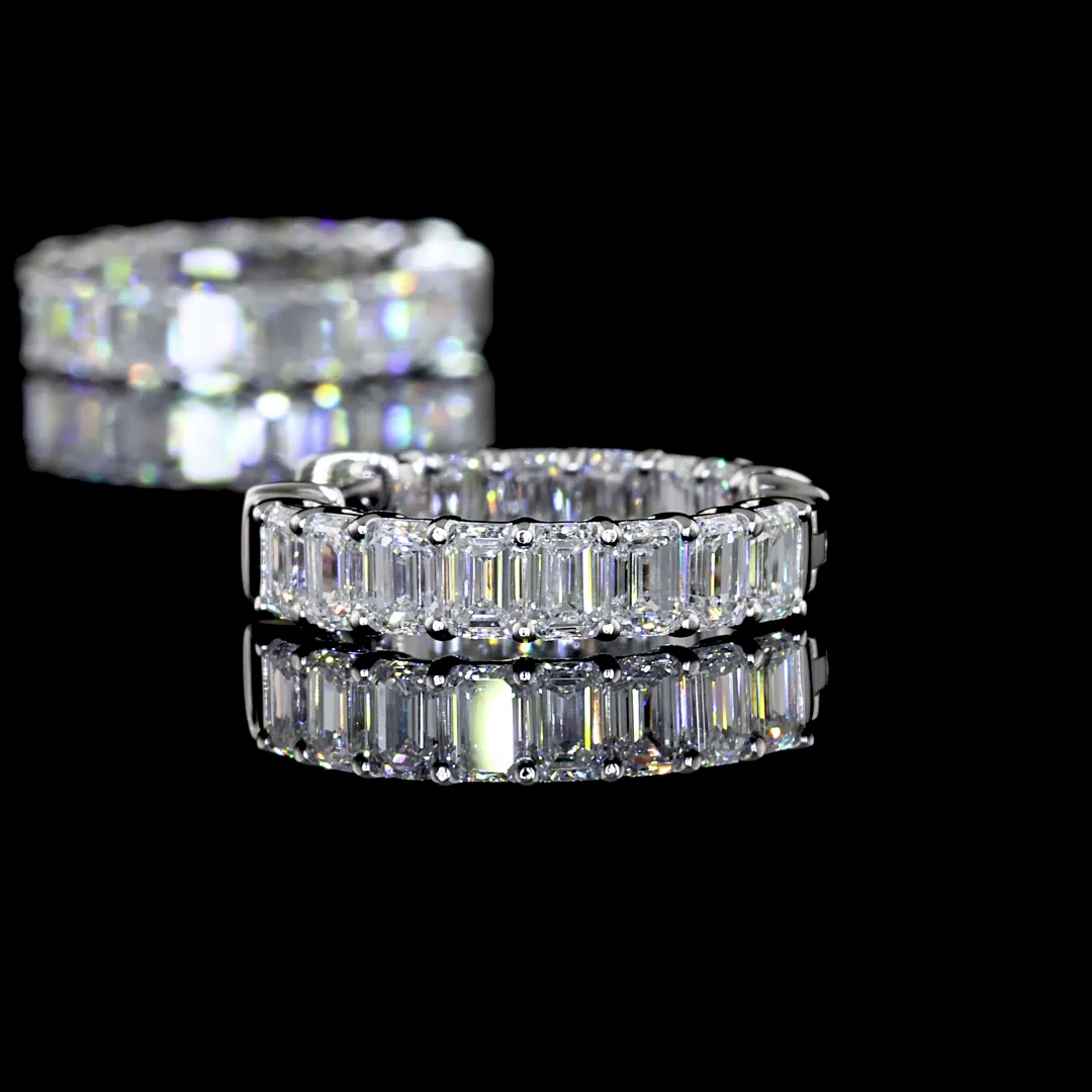 1.88 CTTW Emerald Lab Diamond Huggies Earring 16mm 14k White Gold (F Color and VS2 Clarity)