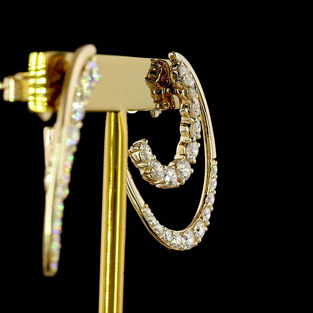 2.21 CTTW Round Lab Grown Diamond Crawler Earring Size 25.1 (E Color and VS1 Clarity)