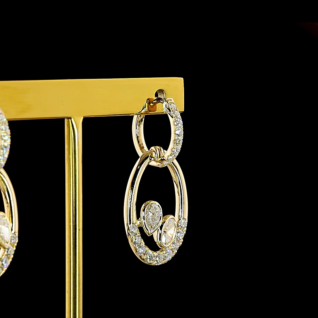 2.12 CTTW MIX Lab Grown Diamond Hanging Earring Size 30.7 (E Color and VS1 Clarity)
