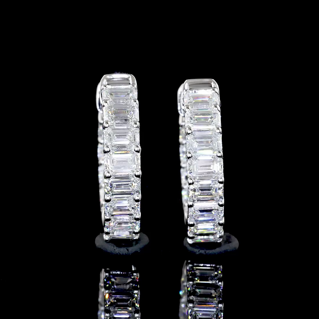 2.05 CTTW Emerald Lab Diamond Huggies Earring 14.8mm 14k White Gold E Color and VS Clarity jewelry-spot-usa