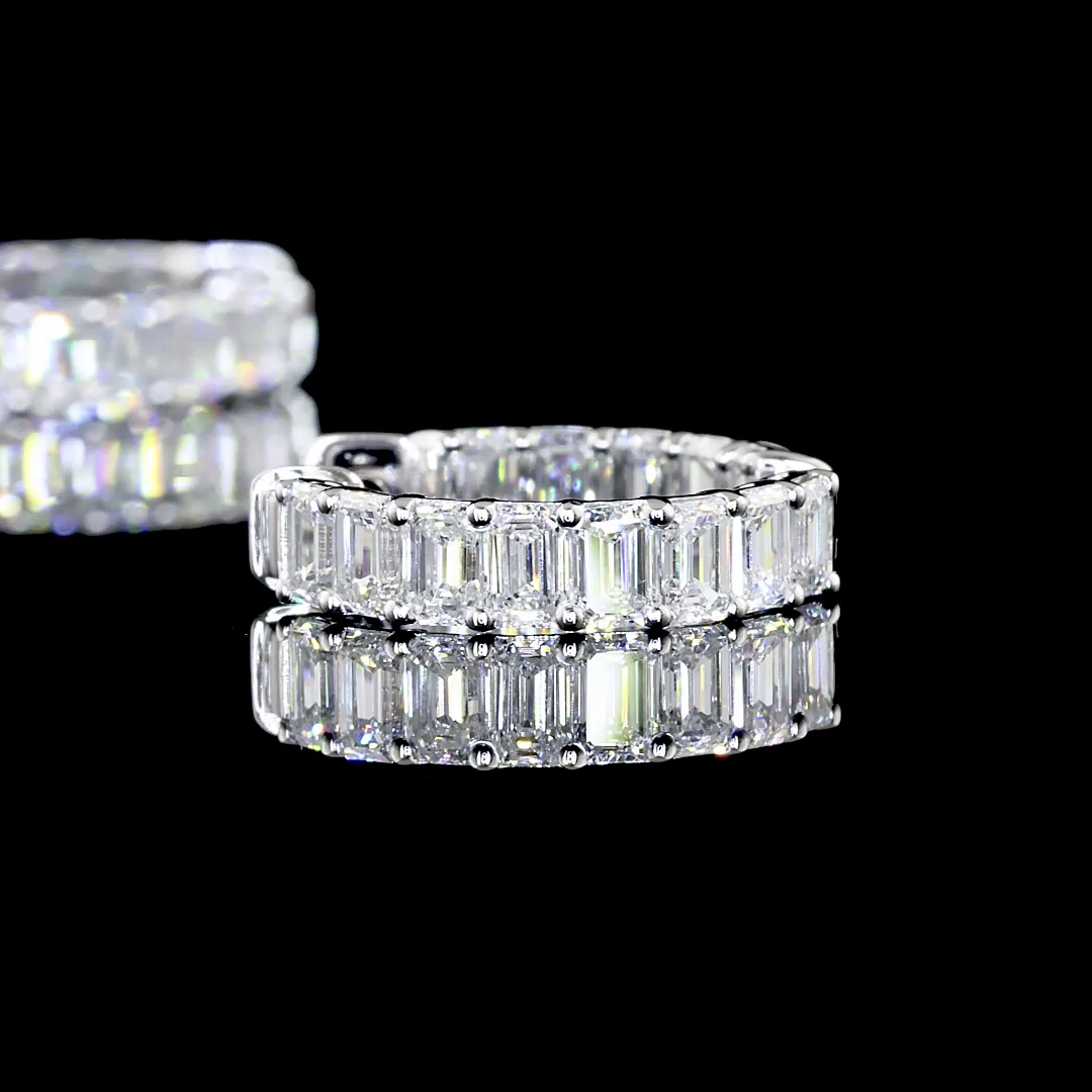 2.05 CTTW Emerald Lab Diamond Huggies Earring 14.8mm 14k White Gold E Color and VS Clarity jewelry-spot-usa